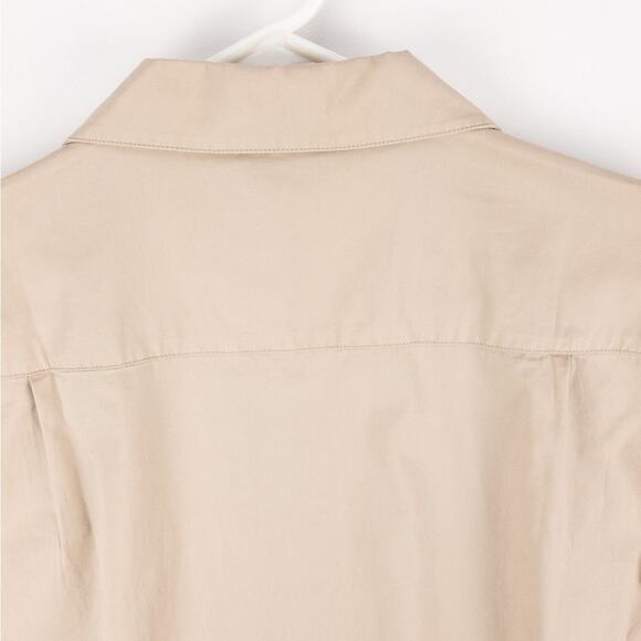 Forever 21 Woven Top Men's Large Camp Collar Long Sleeve Cotton Taupe - Picture 10 of 12